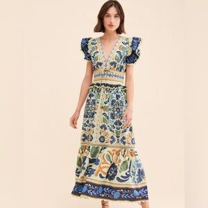 FARM Rio Ocean Tapestry Maxi Dress Size Small